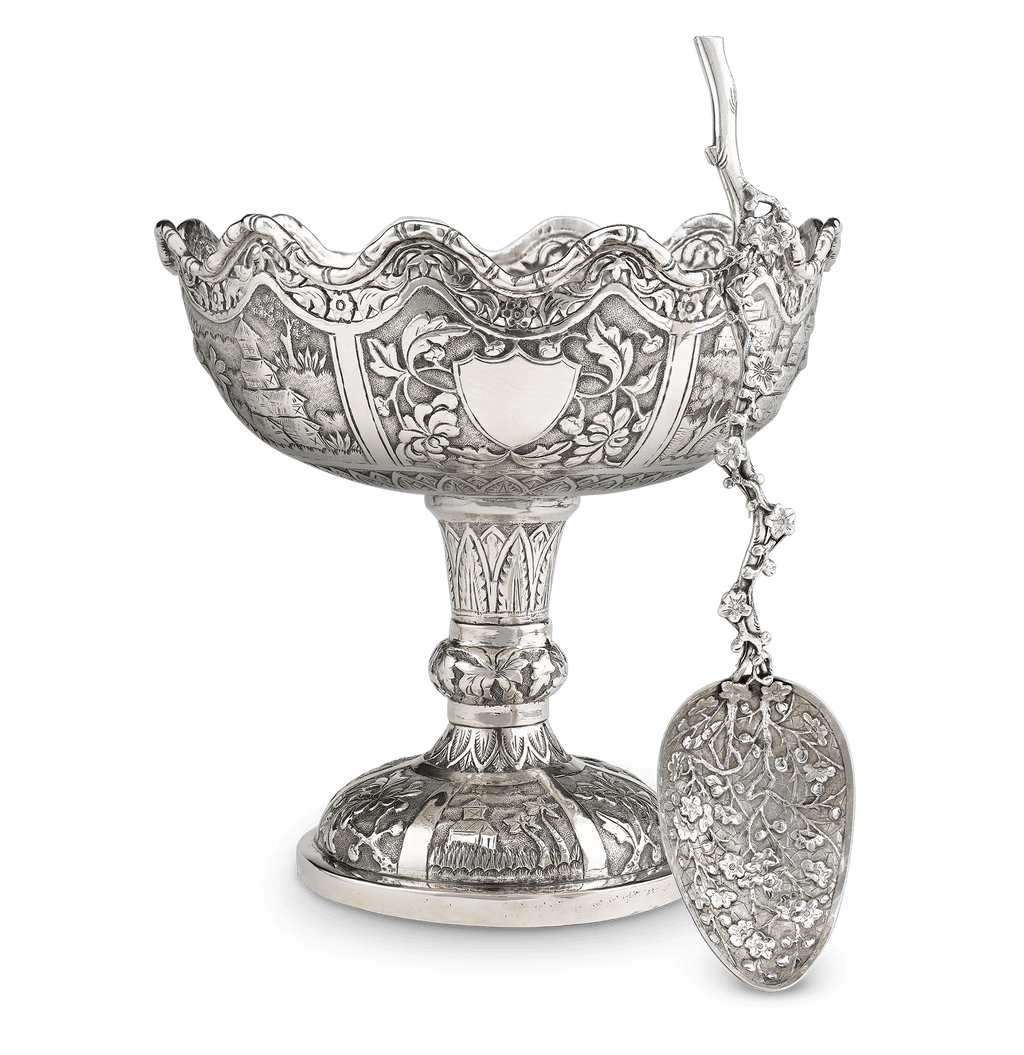Chinese Export Silver Bowl and Spoon