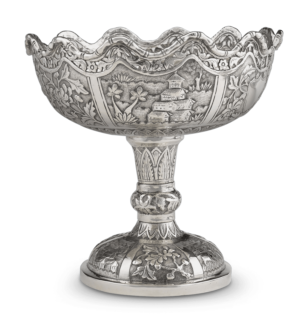 Chinese Export Silver Bowl and Spoon