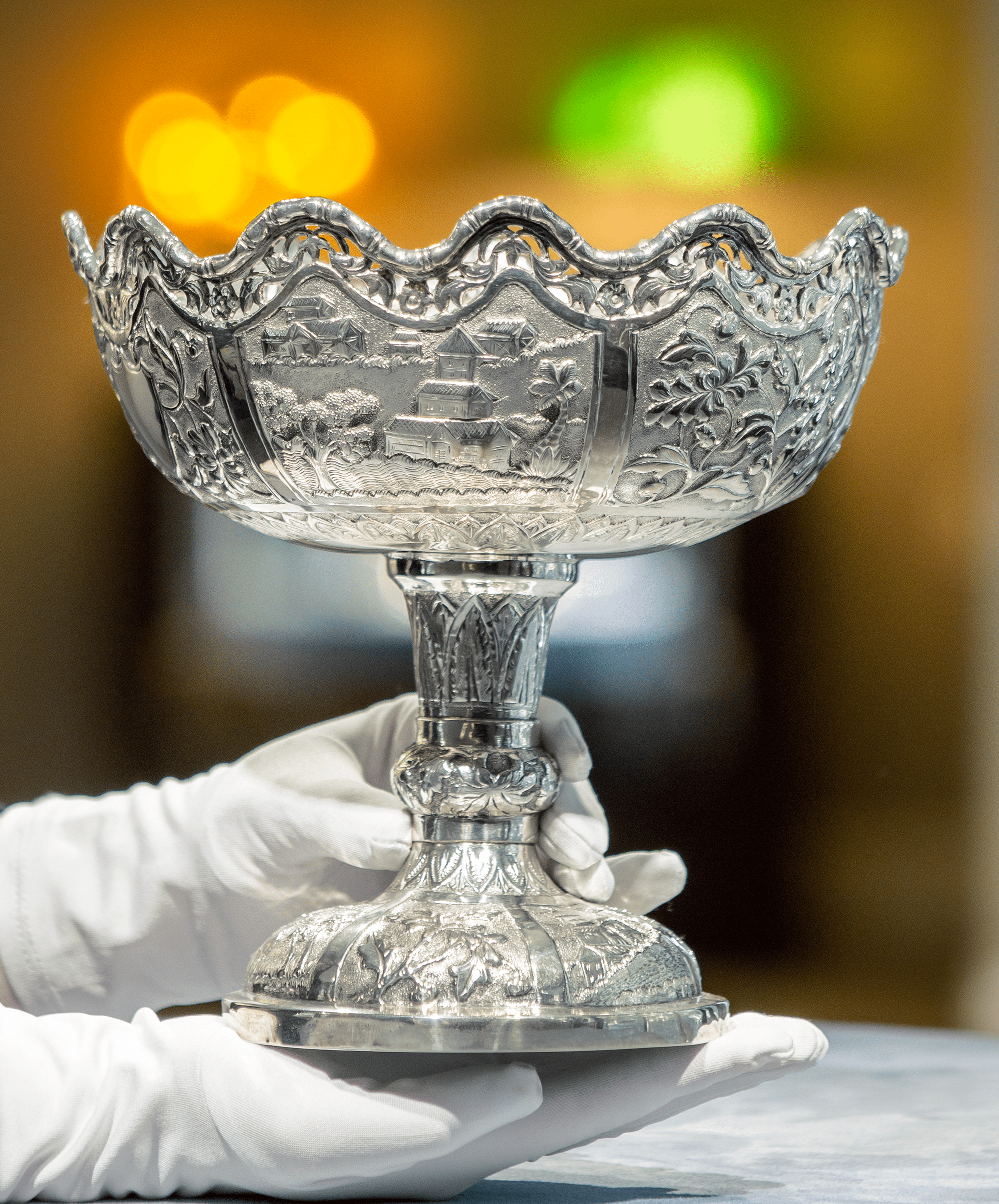 Chinese Export Silver Bowl and Spoon