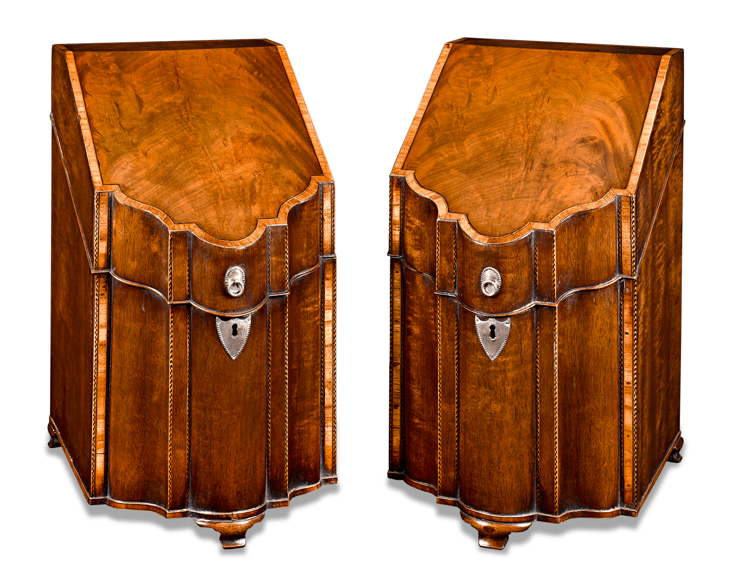 George III Mahogany Footed Knife Boxes