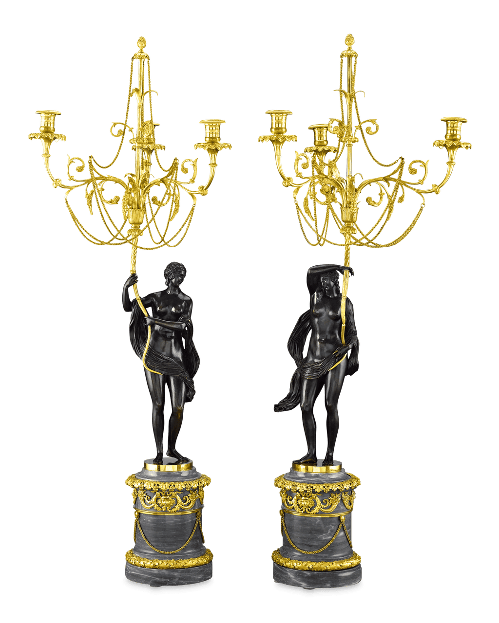 Russian Figural Bronze Candelabra