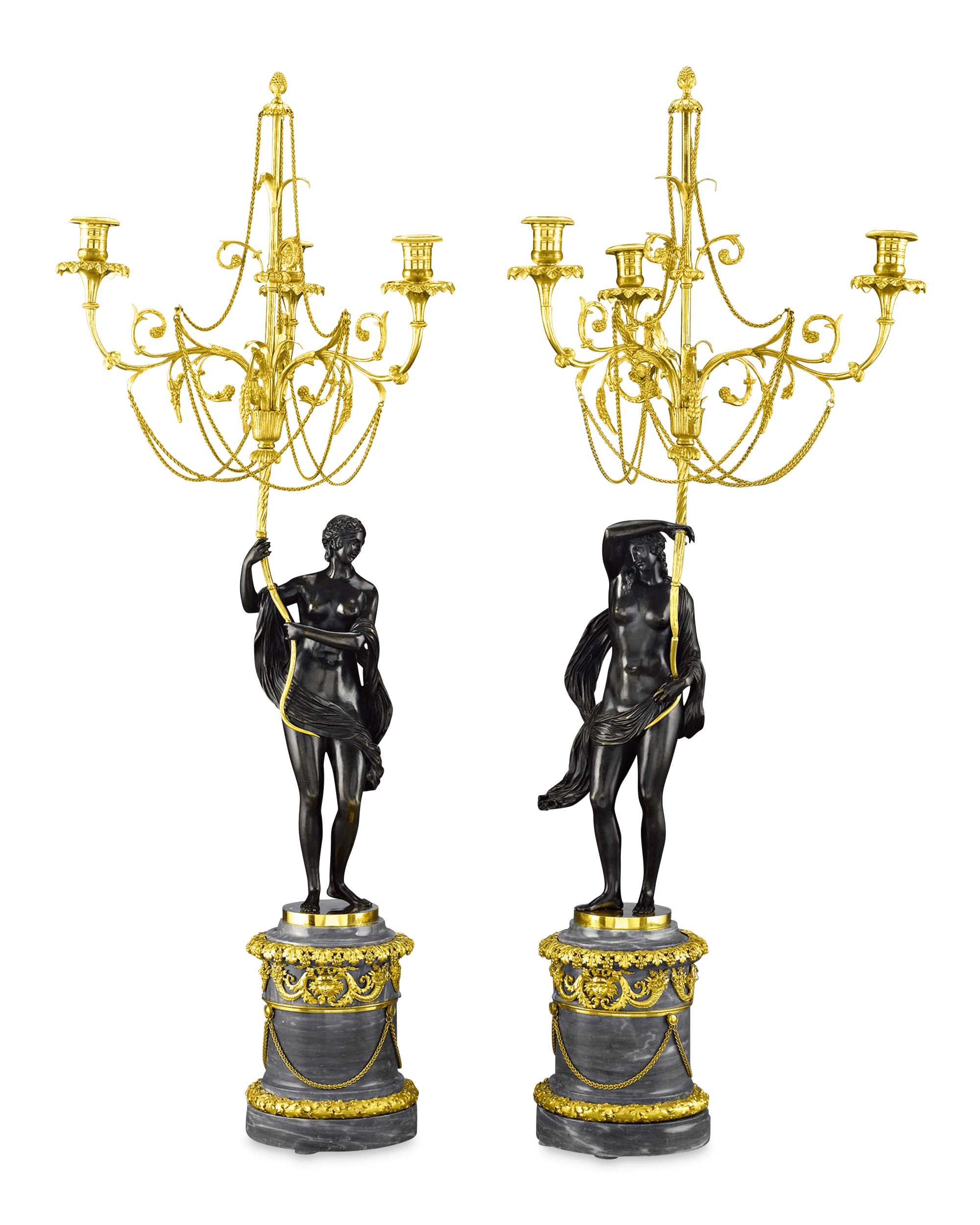 Russian Figural Bronze Candelabra