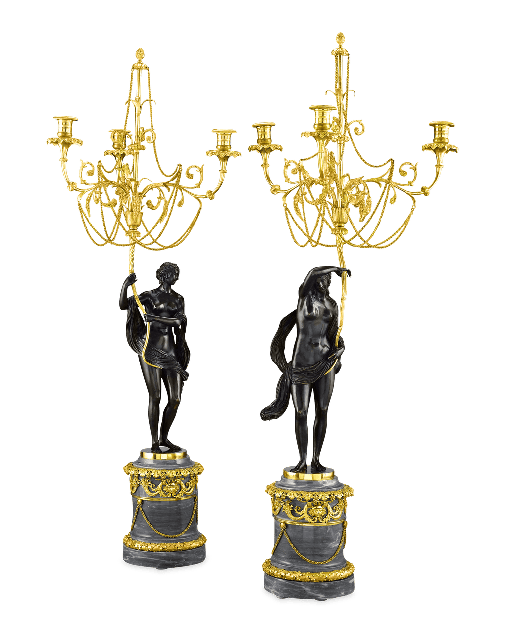 Russian Figural Bronze Candelabra