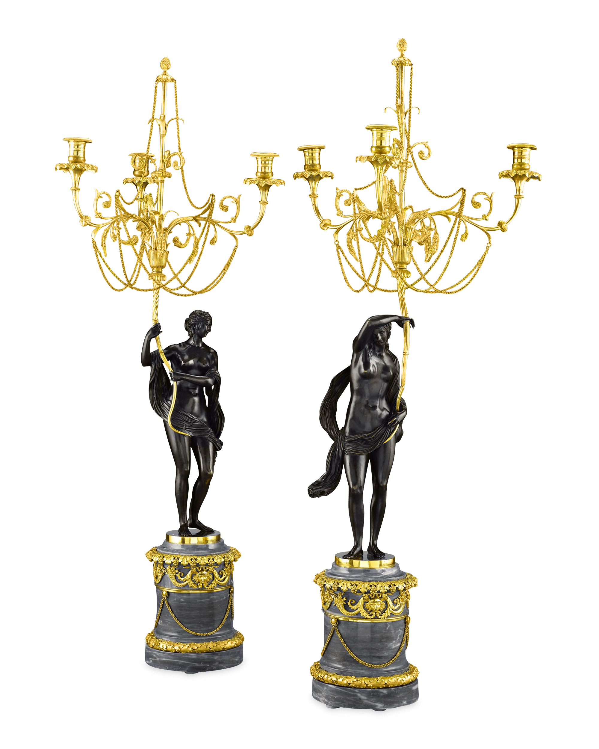 Russian Figural Bronze Candelabra