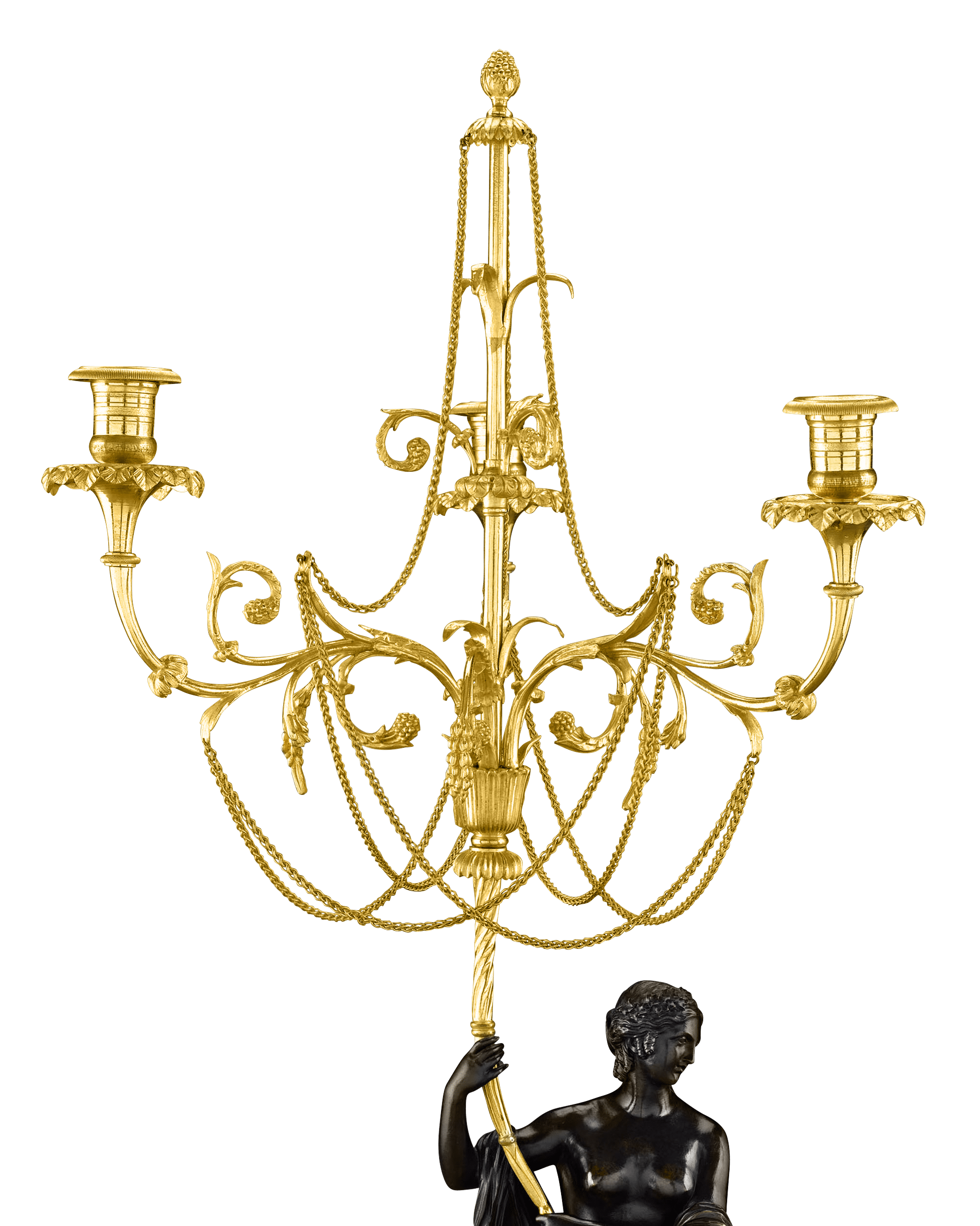 Russian Figural Bronze Candelabra