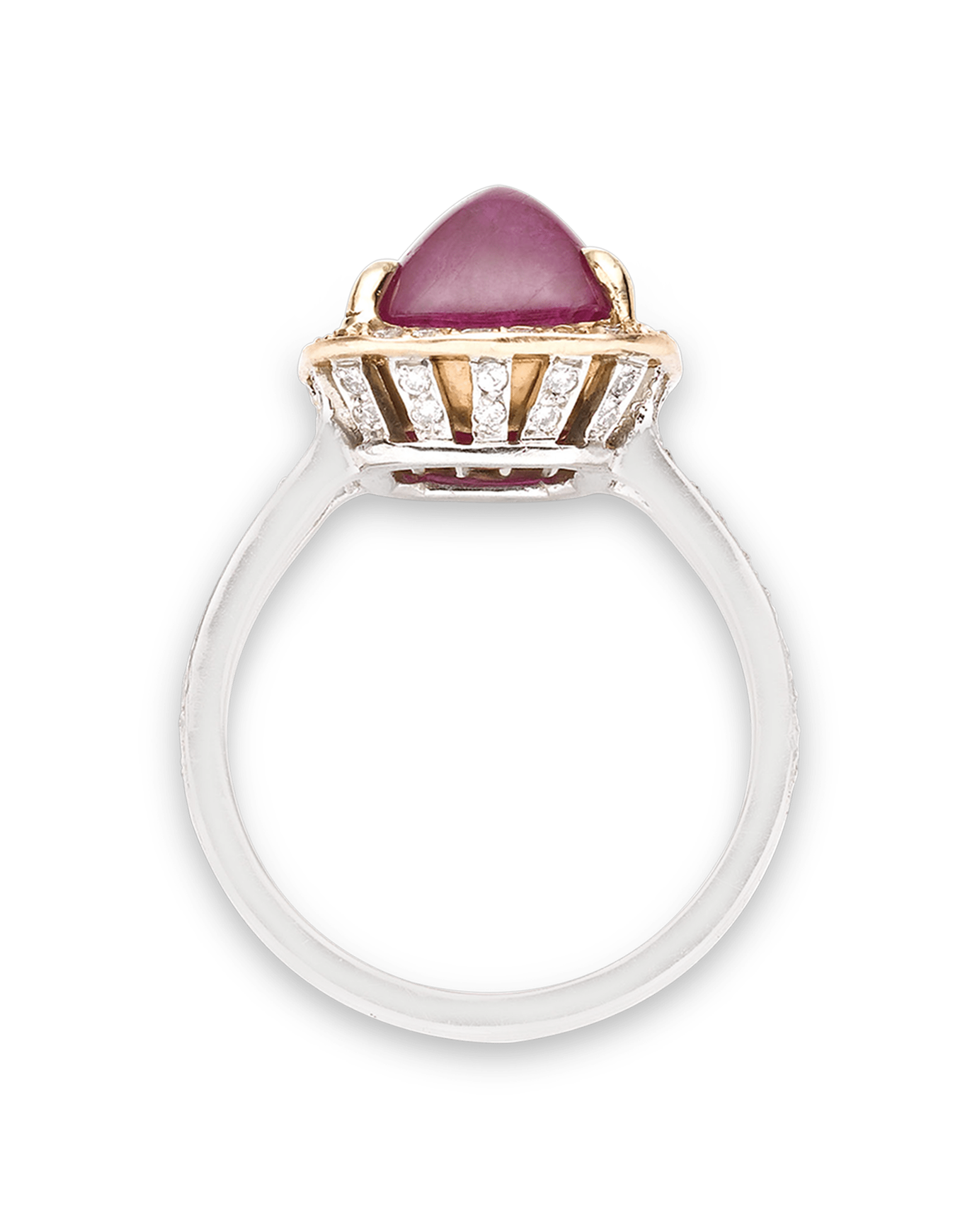 Untreated Burma Cabochon Ruby Ring, 6.31 Carats