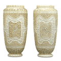 Ivory Cameo Glass Vases by Webb