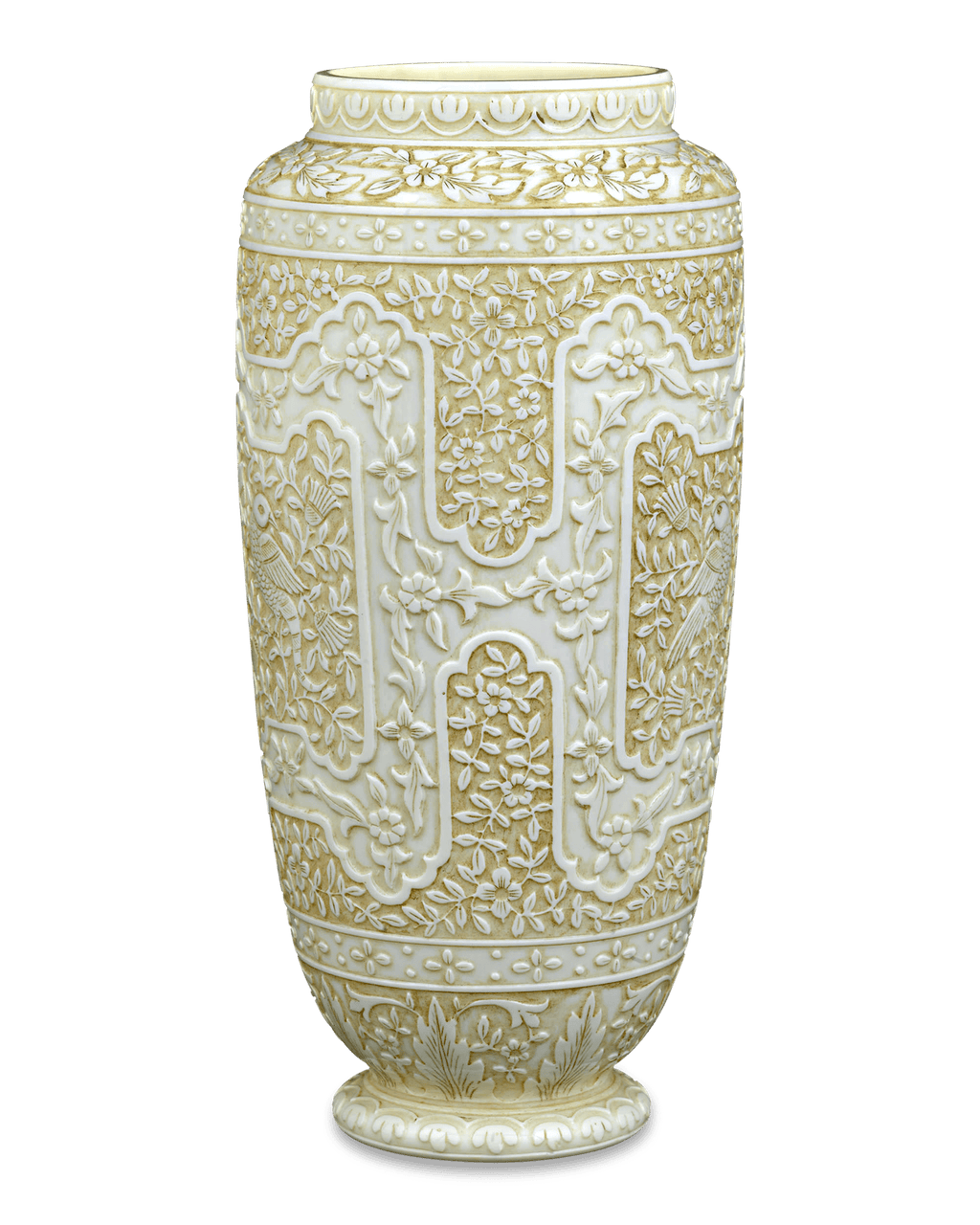 Ivory Cameo Glass Vases by Webb
