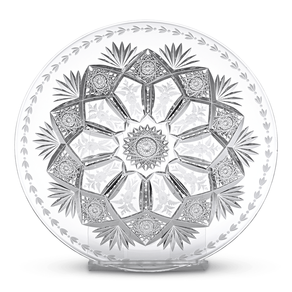 Cut & Engraved American Brilliant Cut Glass Plate by Sinclaire