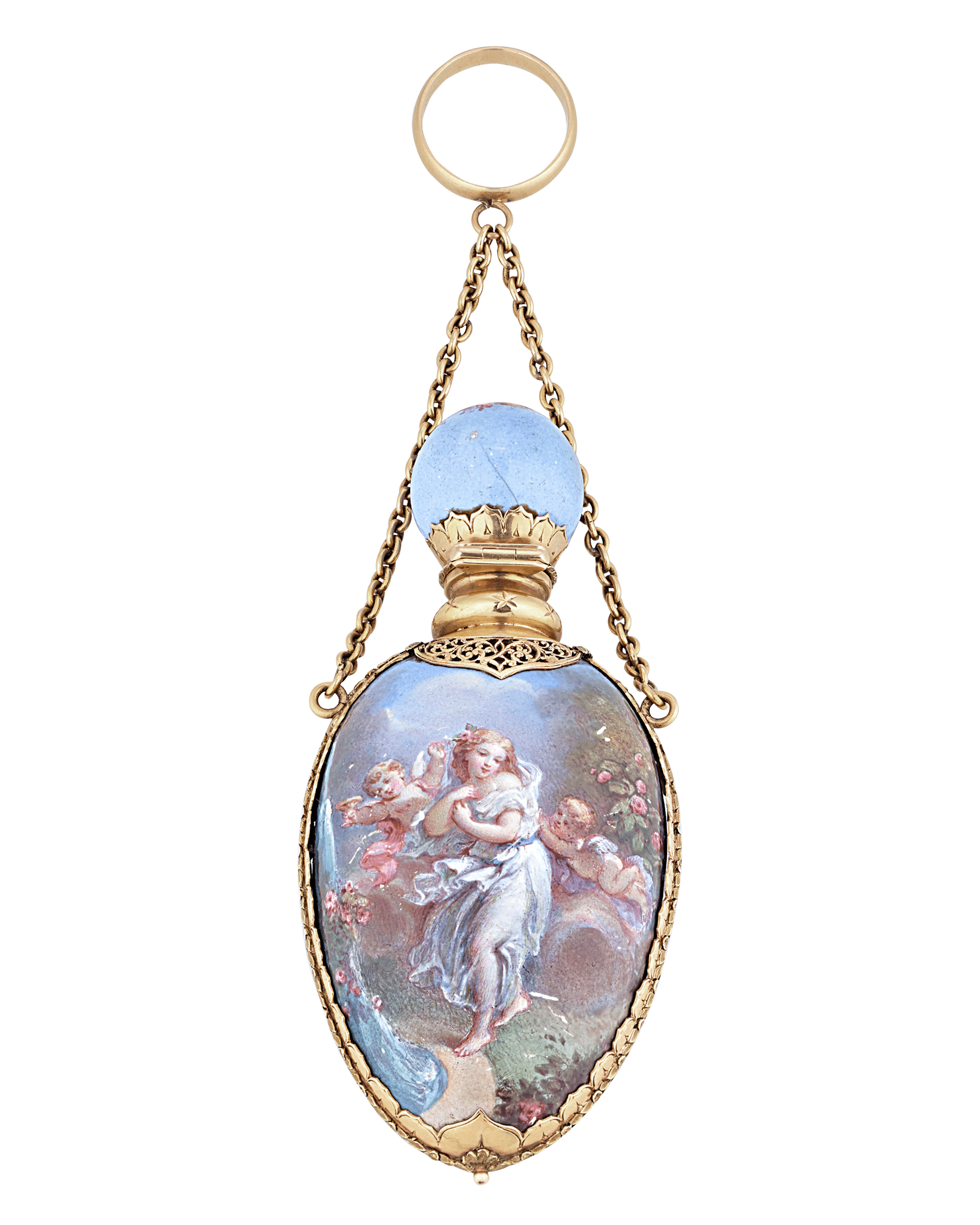 Gold and Enamel Chatelaine Perfume Bottle