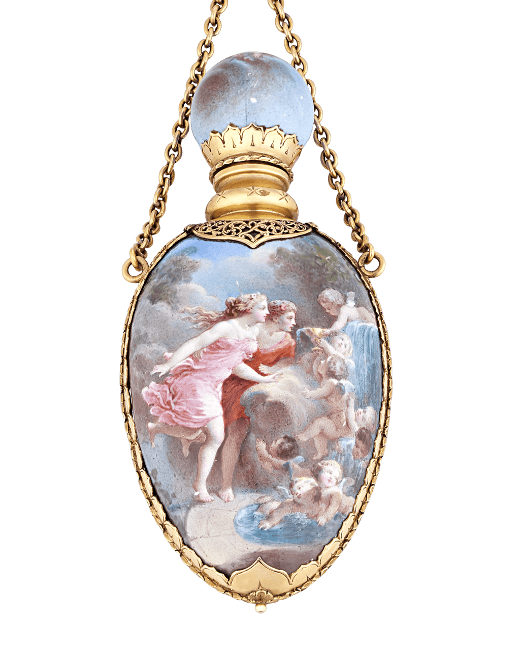 Gold and Enamel Chatelaine Perfume Bottle