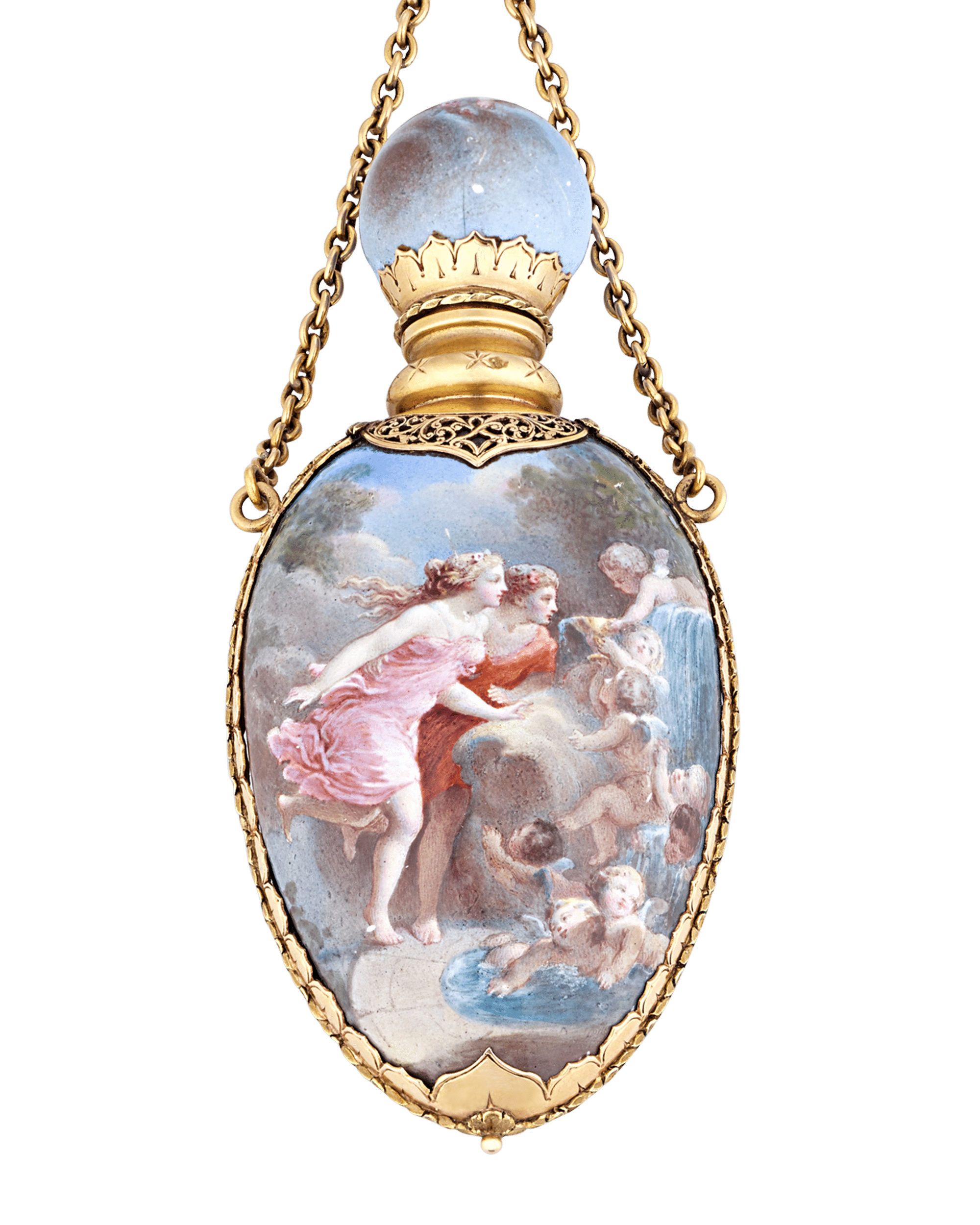 Gold and Enamel Chatelaine Perfume Bottle