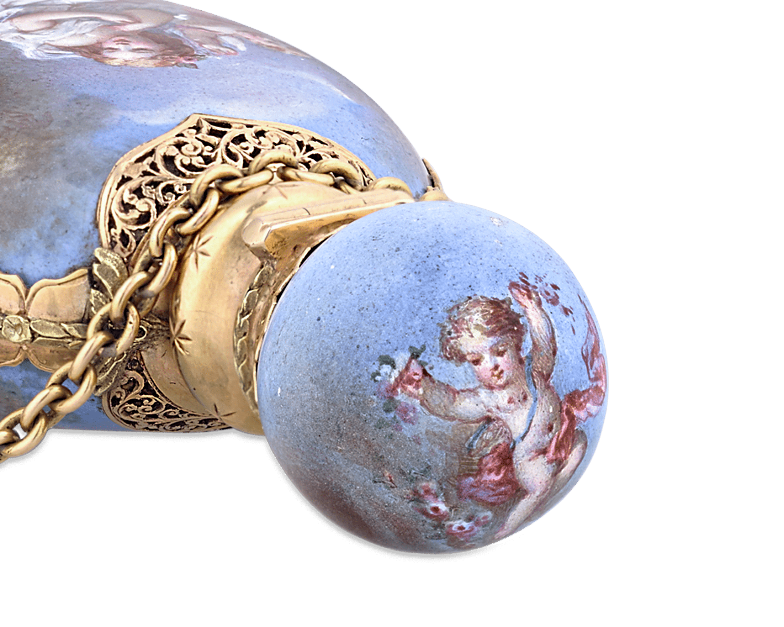 Gold and Enamel Chatelaine Perfume Bottle