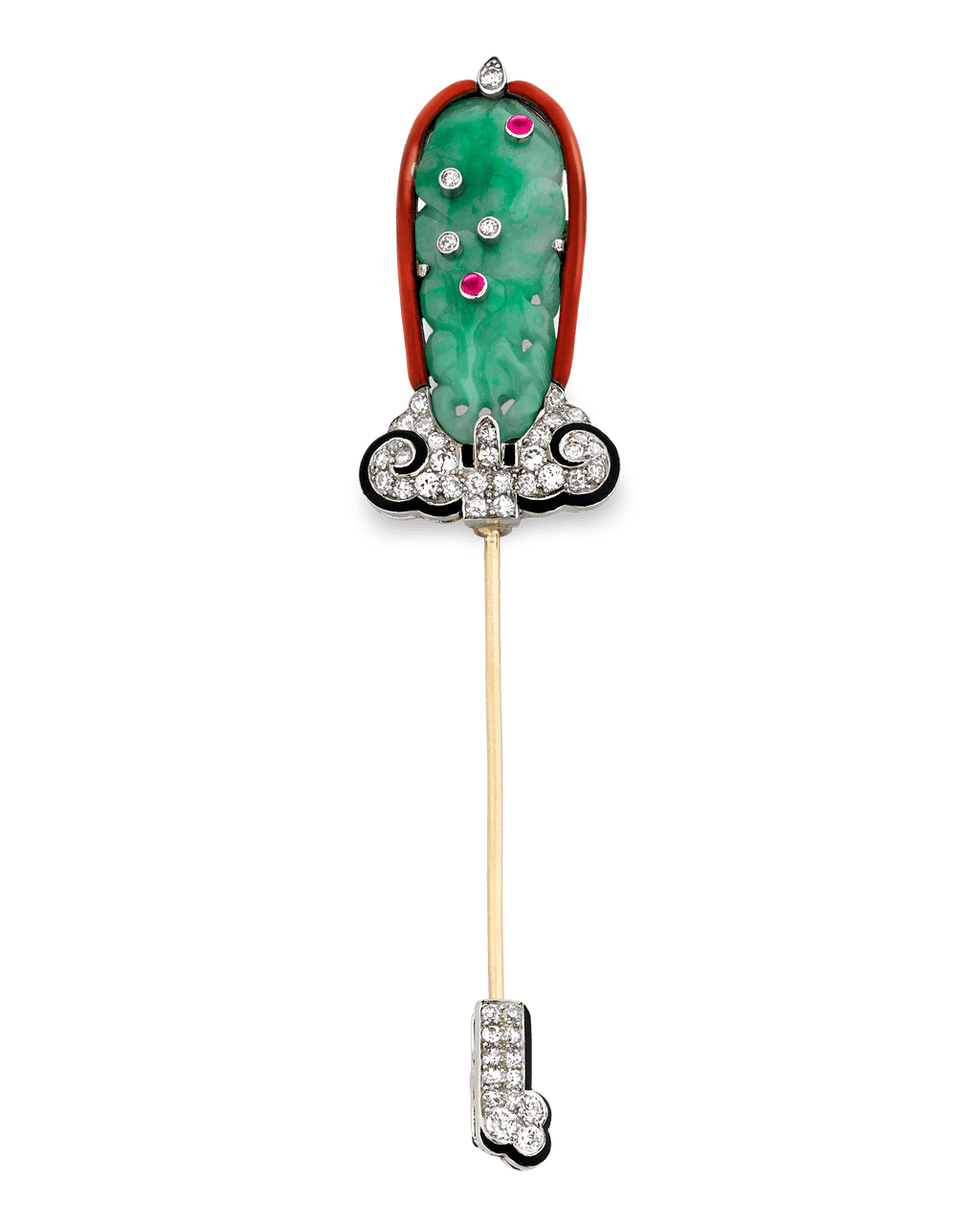 Cartier Art Deco Jade Jabot Pin