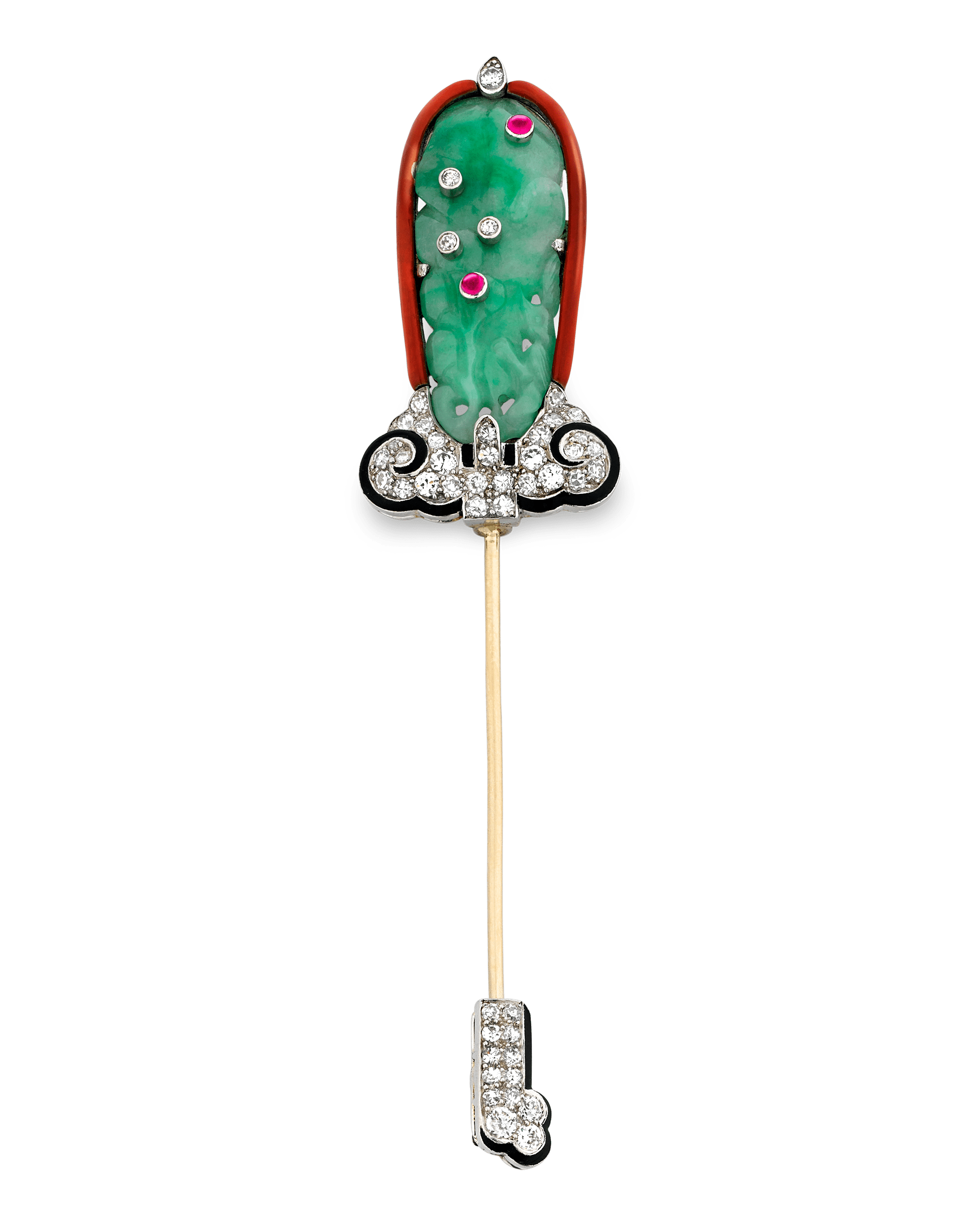 Cartier Art Deco Jade Jabot Pin