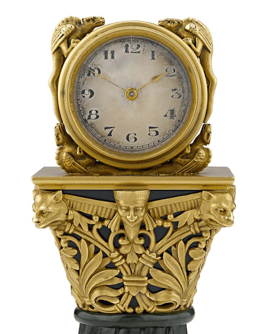 Paul Frey Miniature Gold and Jade Clock