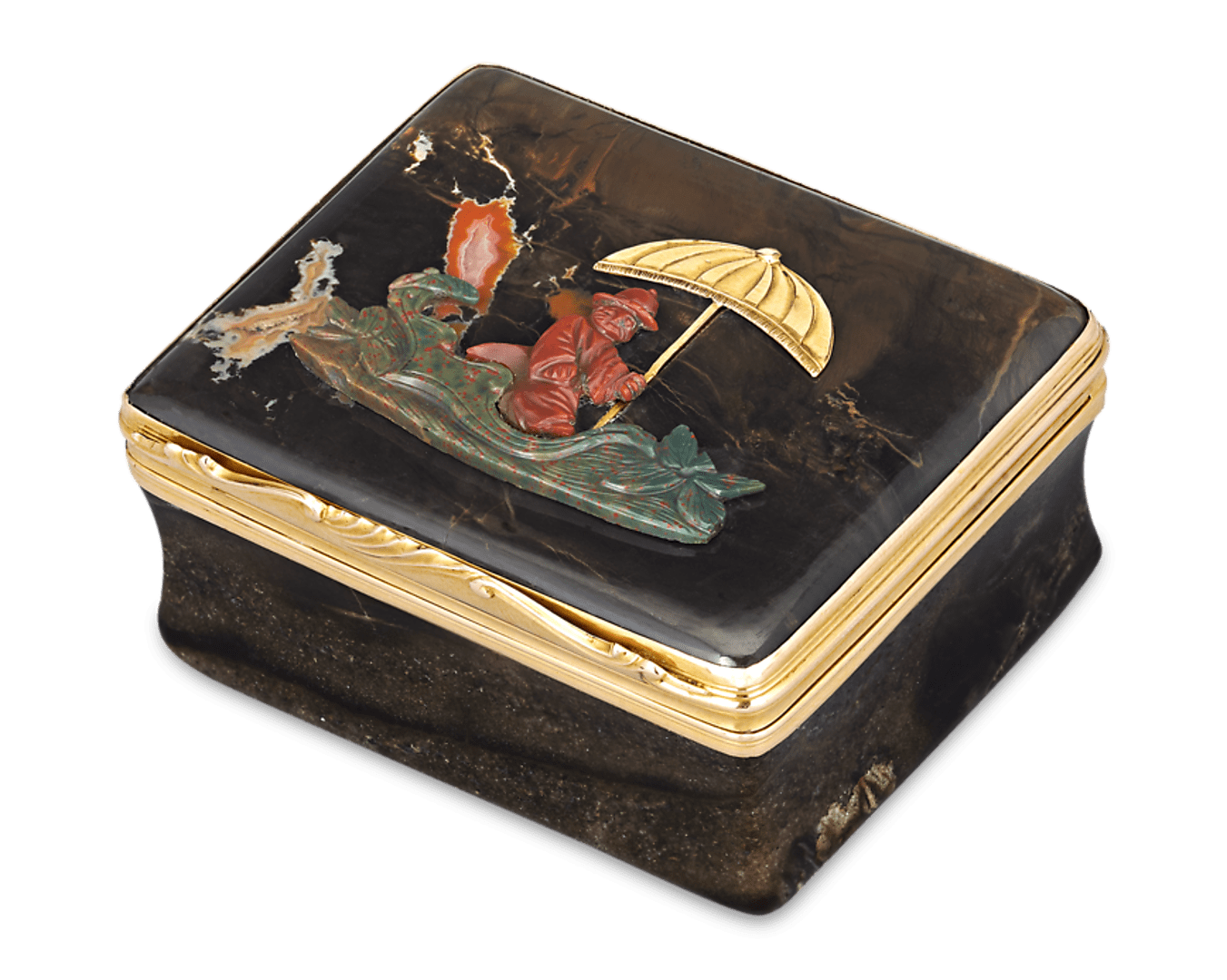 French Chinoiserie Hardstone Snuff Box
