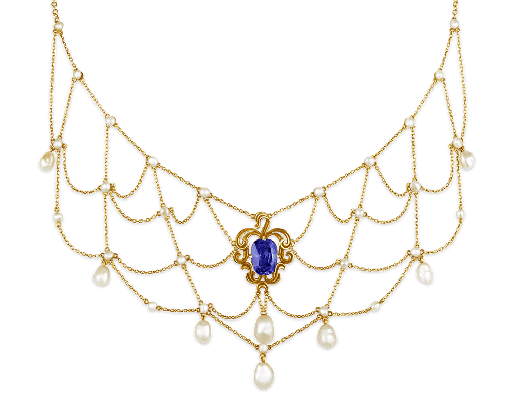 Untreated Burma Sapphire Bib Necklace, 6.07 Carats