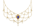 Untreated Burma Sapphire Bib Necklace, 6.07 Carats