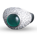 Emerald and Diamond Dome Ring, 3.69 Carats