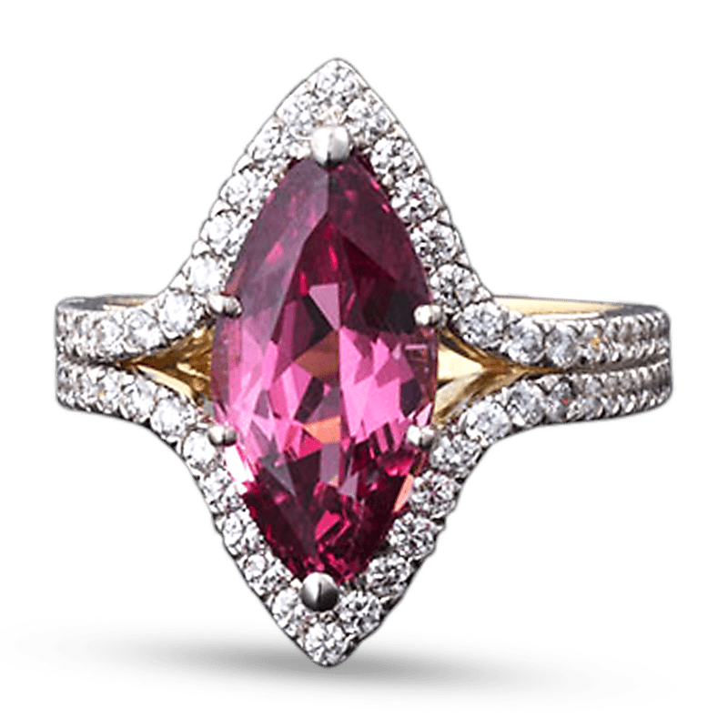 Red Spinel and Diamond Ring, 3.95 Carats