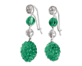 Carved Colombian Emerald & Diamond Earrings, 19.17 Carats