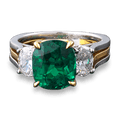 Cushion-Cut Colombian Emerald Ring, 3.67 Carats