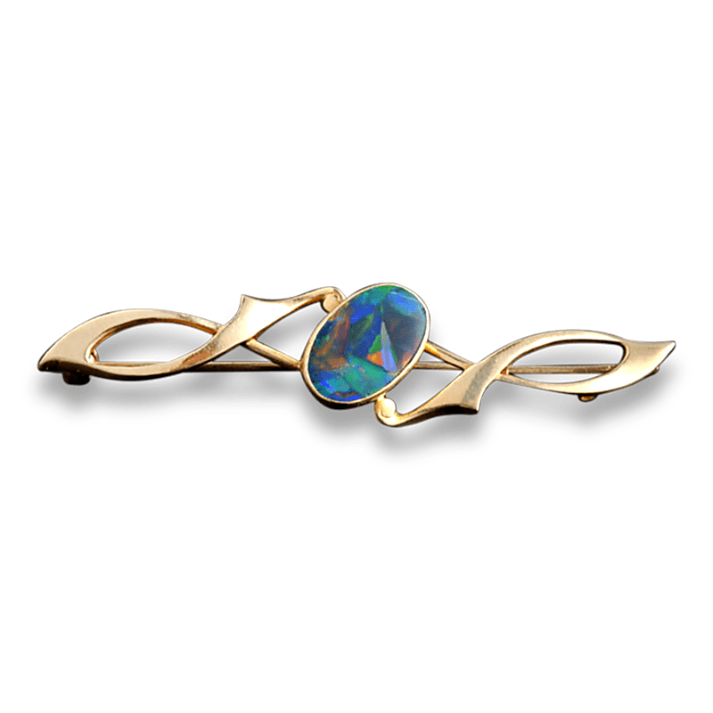 Black Opal Brooch, 2.50 Carats