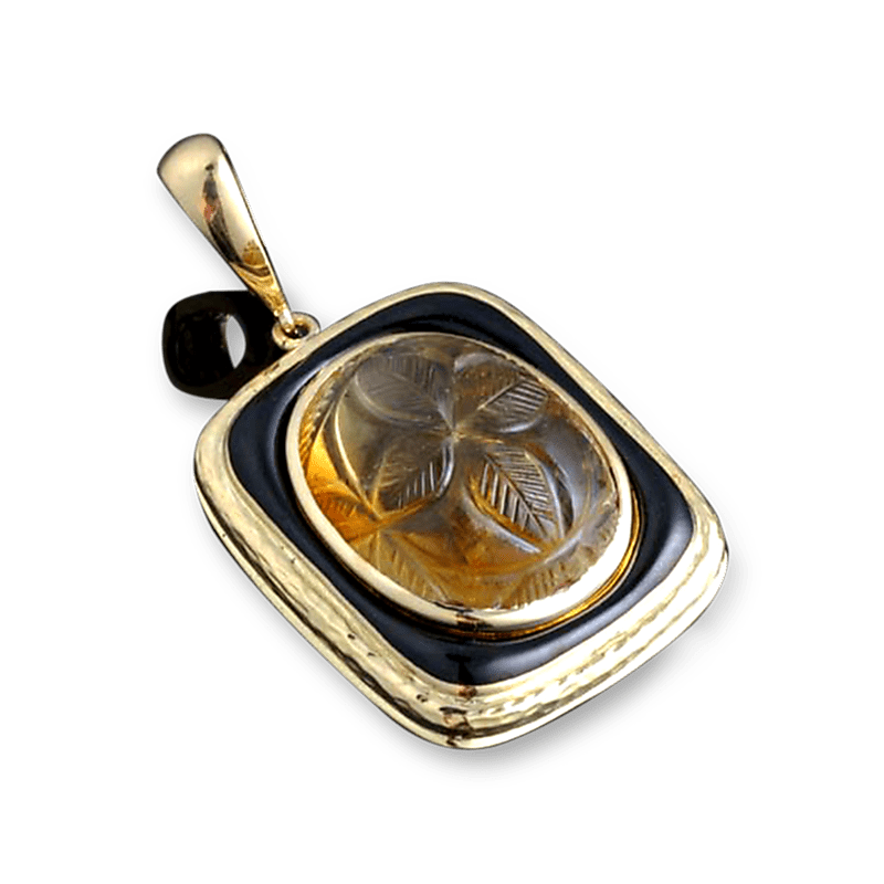 David Webb Citrine Enamel Pendant