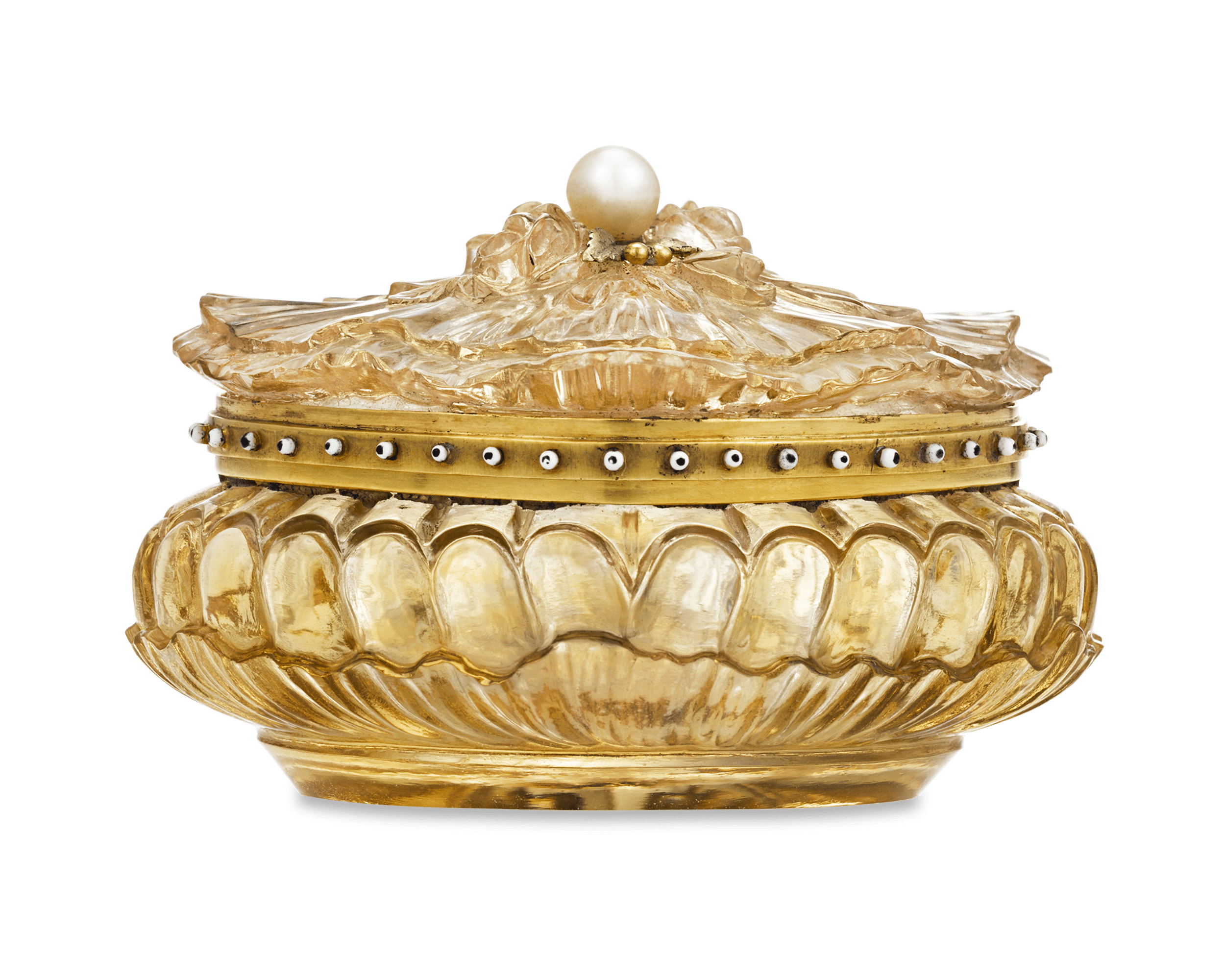 Carved Citrine Pill Box
