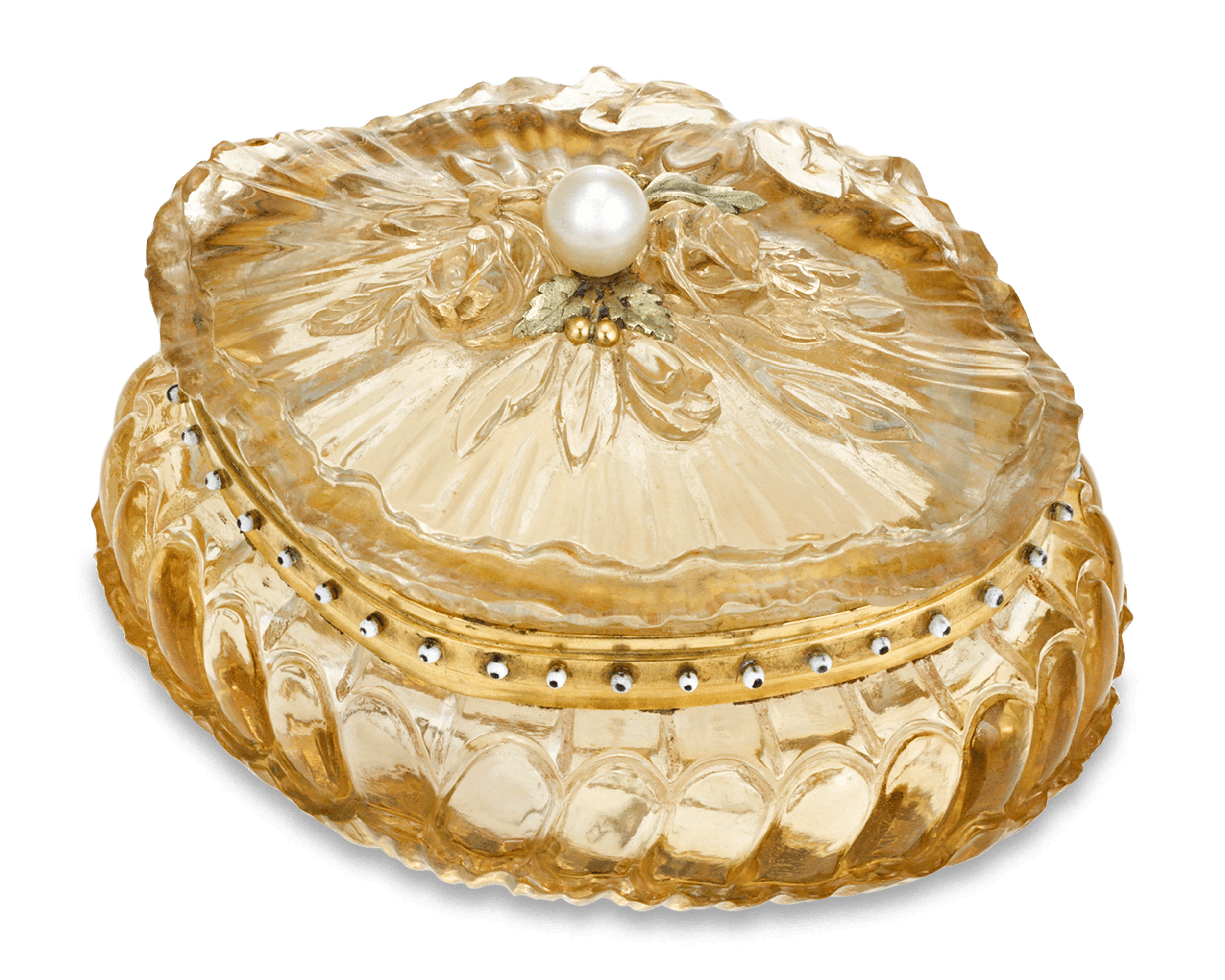 Carved Citrine Pill Box