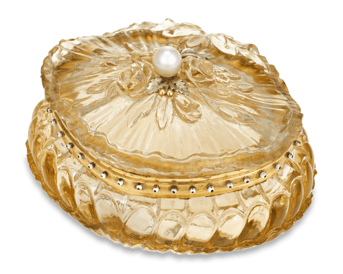Carved Citrine Pill Box