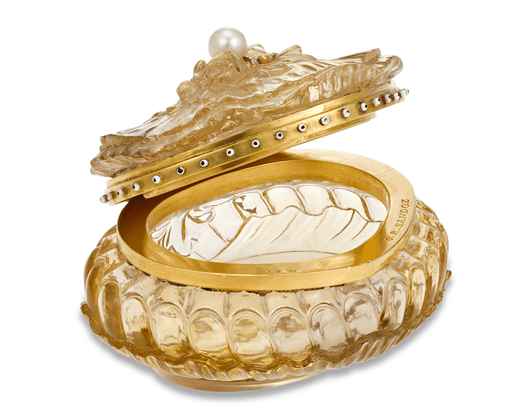 Carved Citrine Pill Box