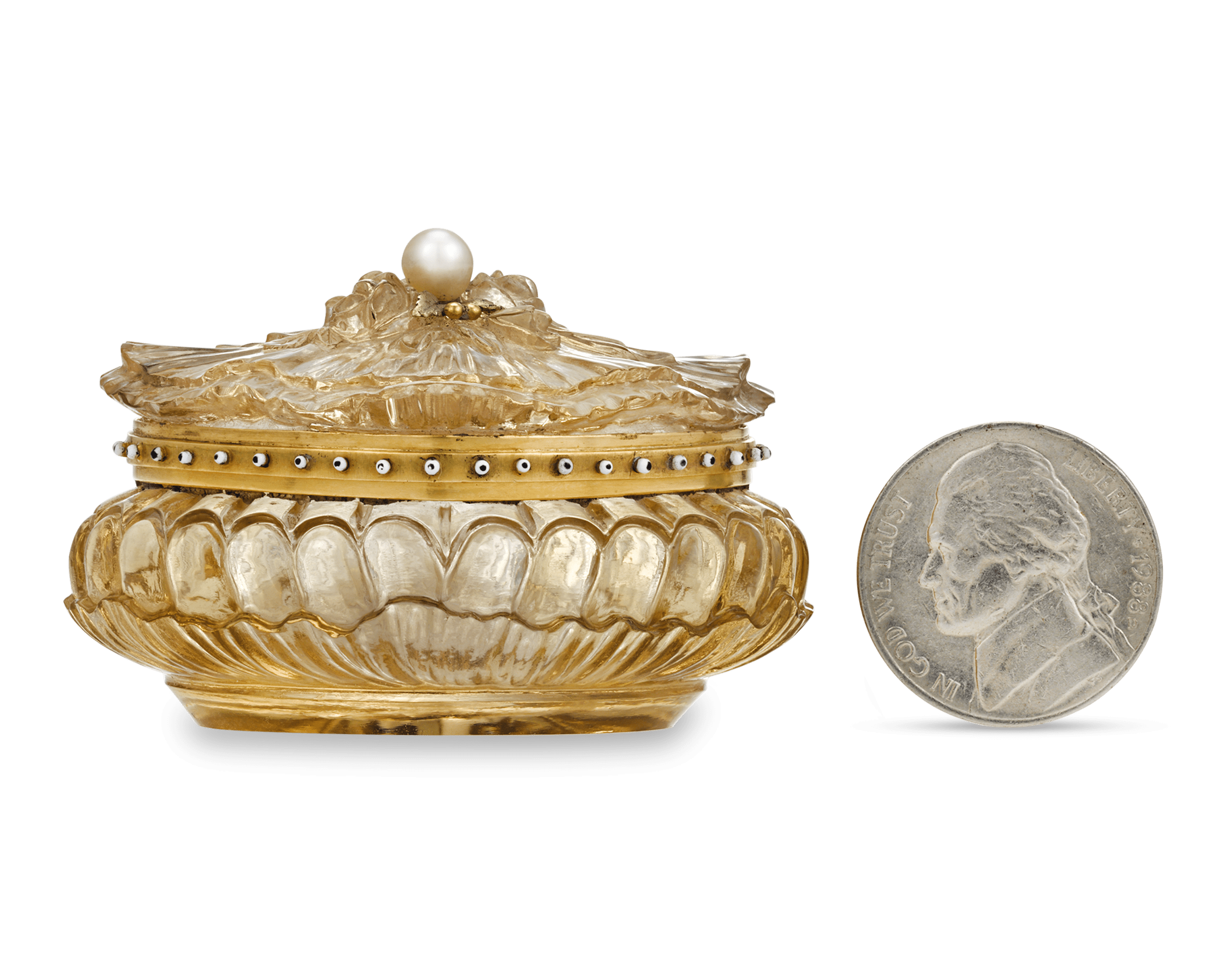 Carved Citrine Pill Box