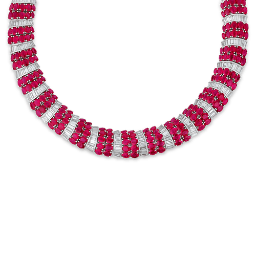 Burma Ruby and Diamond Necklace