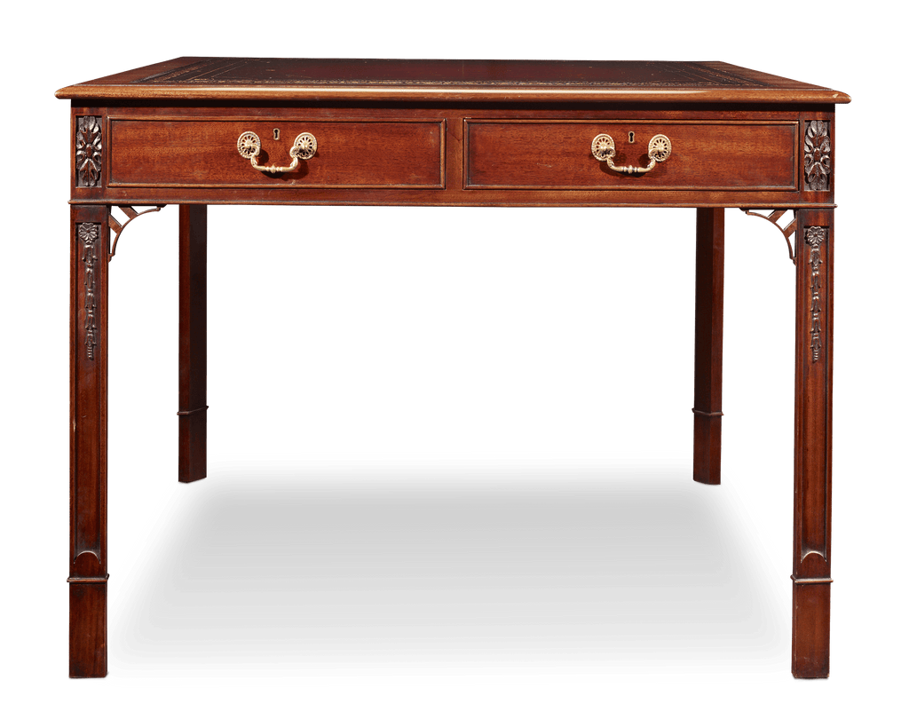 Regency-Style Mahogany Leather-Topped Table