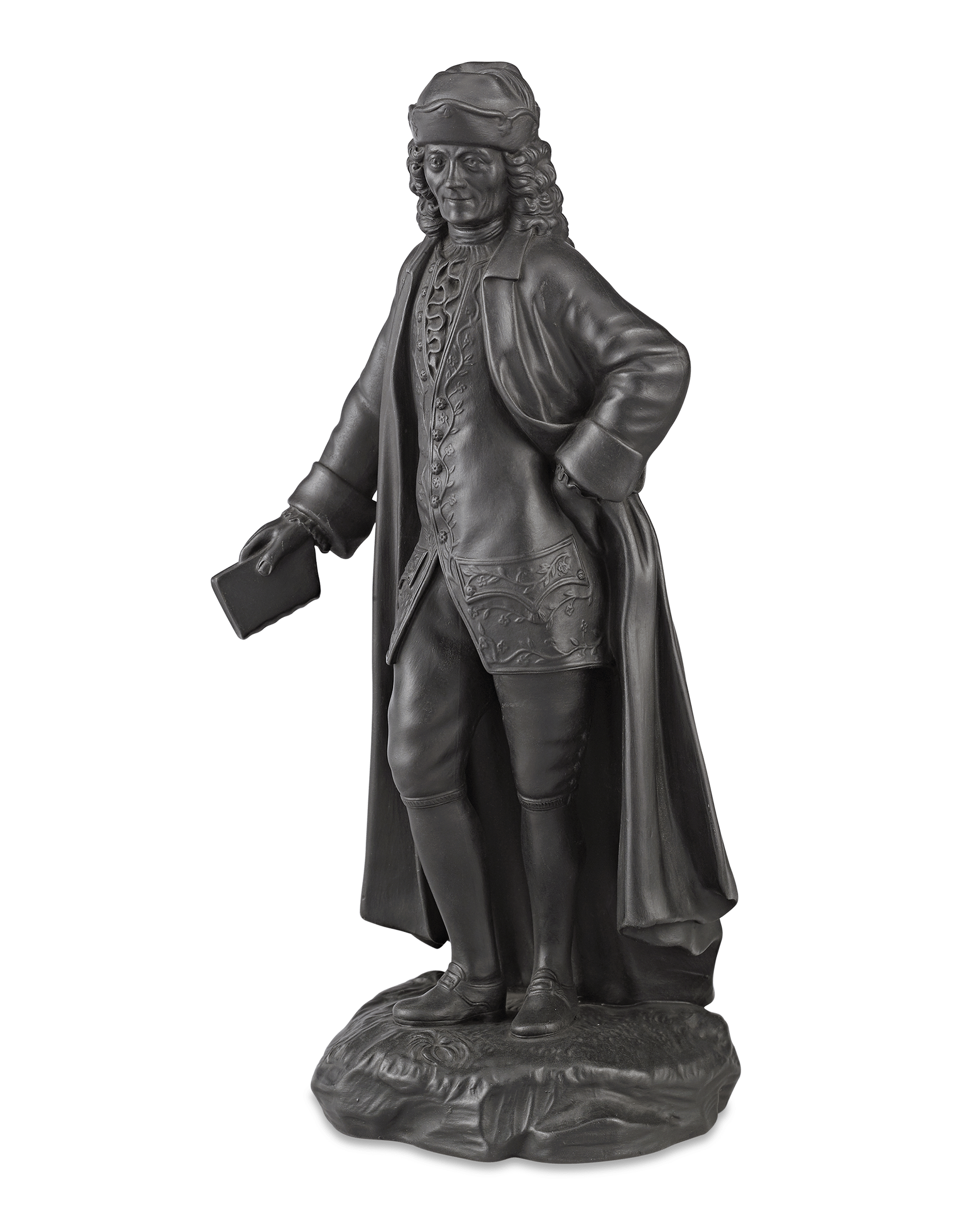 Black Basalt Figure of Voltaire by Wedgwood