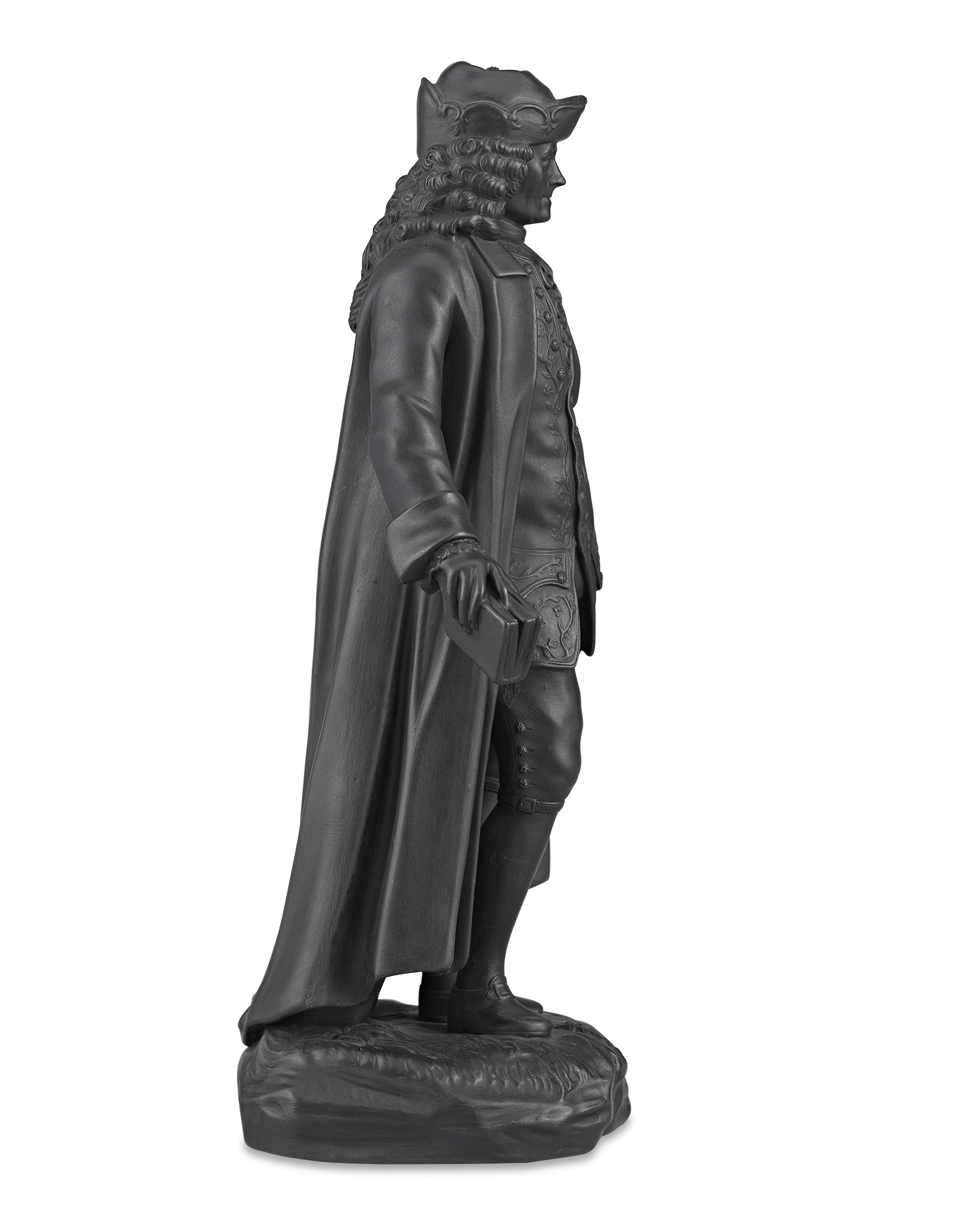 Black Basalt Figure of Voltaire by Wedgwood