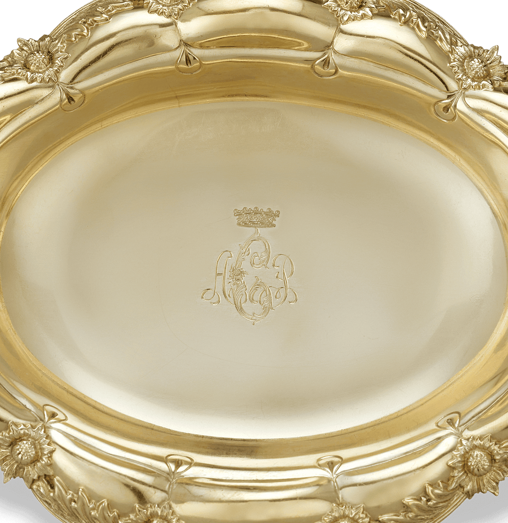 Tiffany & Co. Chrysanthemum Silver Gilt Oval Bowls, Set of 6