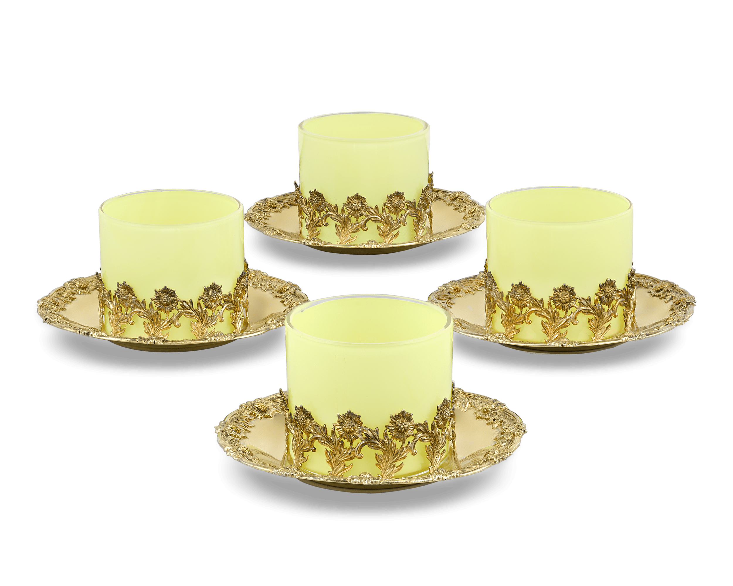 Royal Tiffany & Co. Chrysanthemum Silver-Gilt and Glass Ramekins