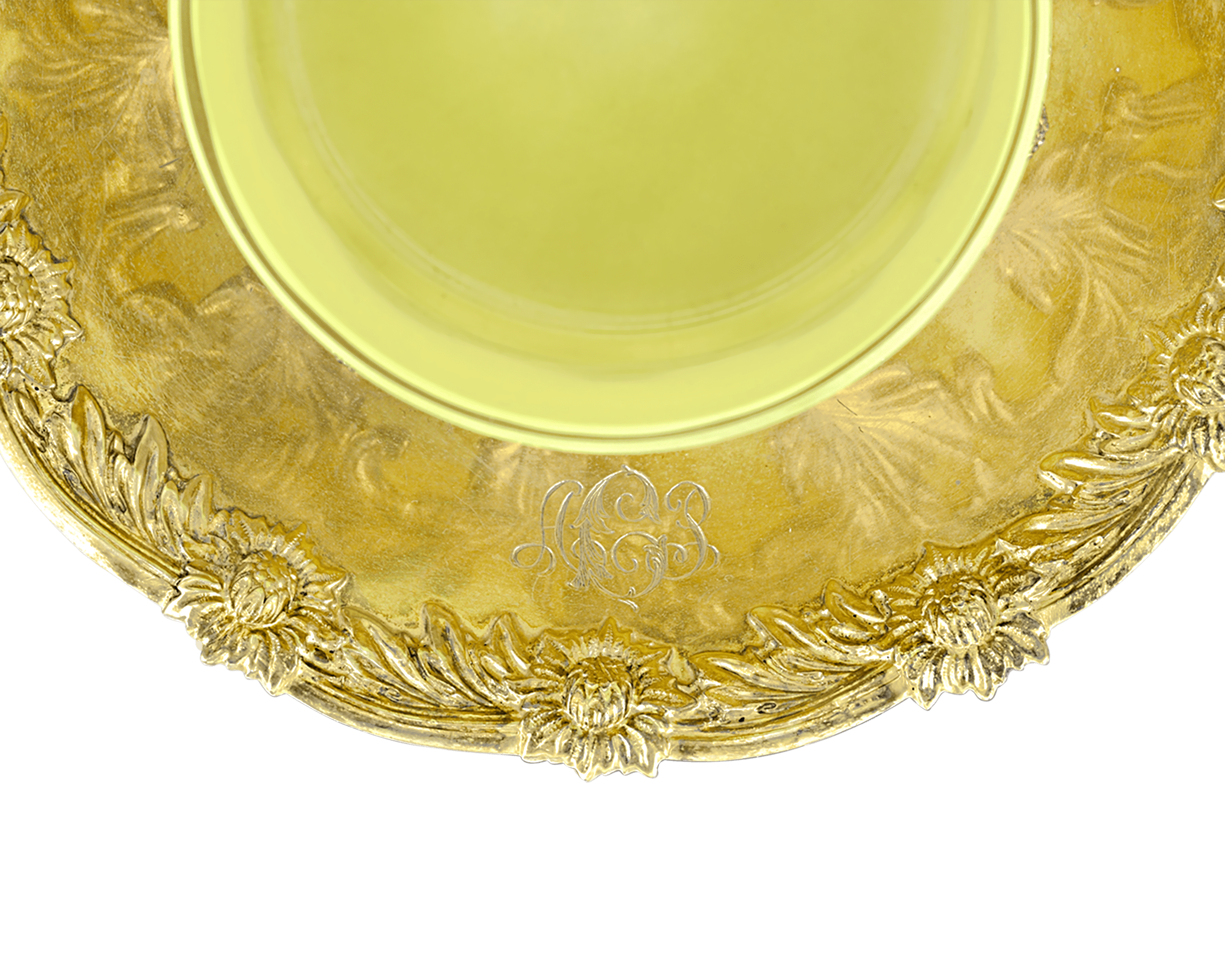 Royal Tiffany & Co. Chrysanthemum Silver-Gilt and Glass Ramekins