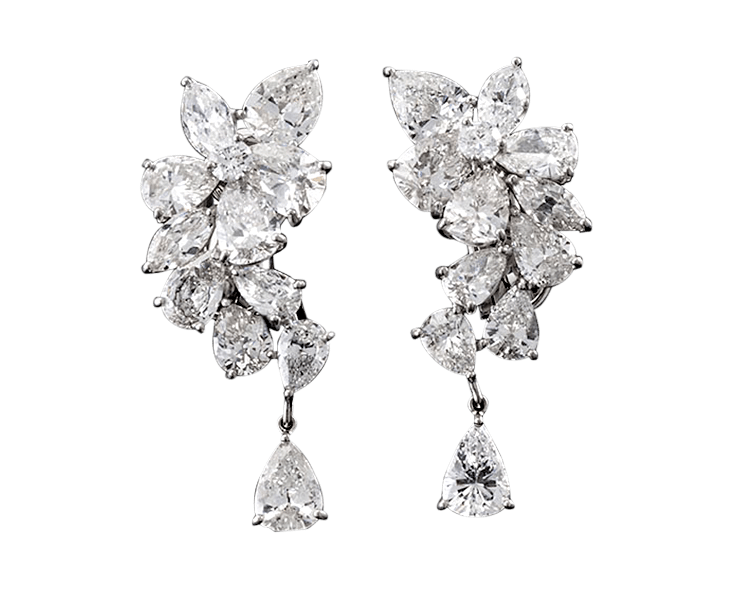 Diamond Cluster Drop Earrings, 11.30 Carats