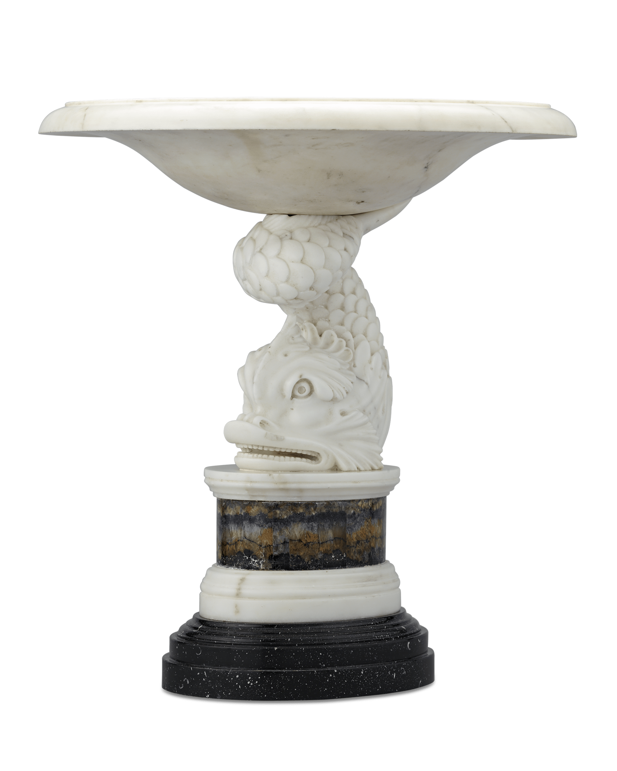 George III Marble and Blue John Dolphin Tazza
