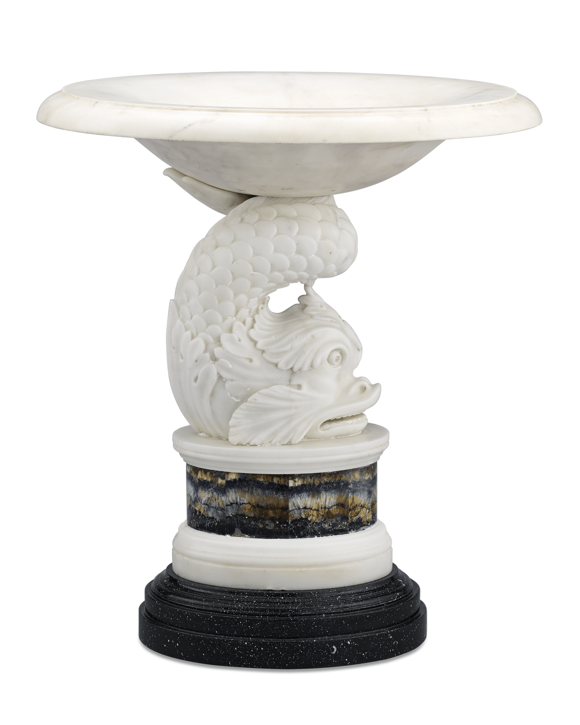 George III Marble and Blue John Dolphin Tazza