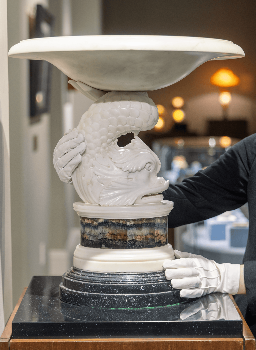 George III Marble and Blue John Dolphin Tazza