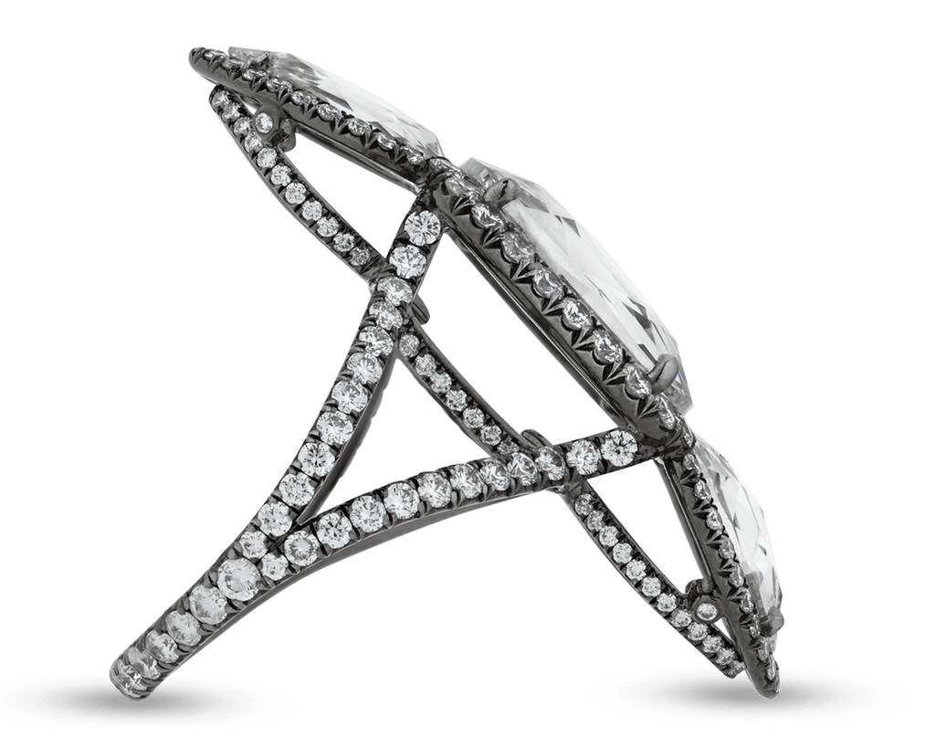 White Diamond North-South Ring, 7.98 Carats