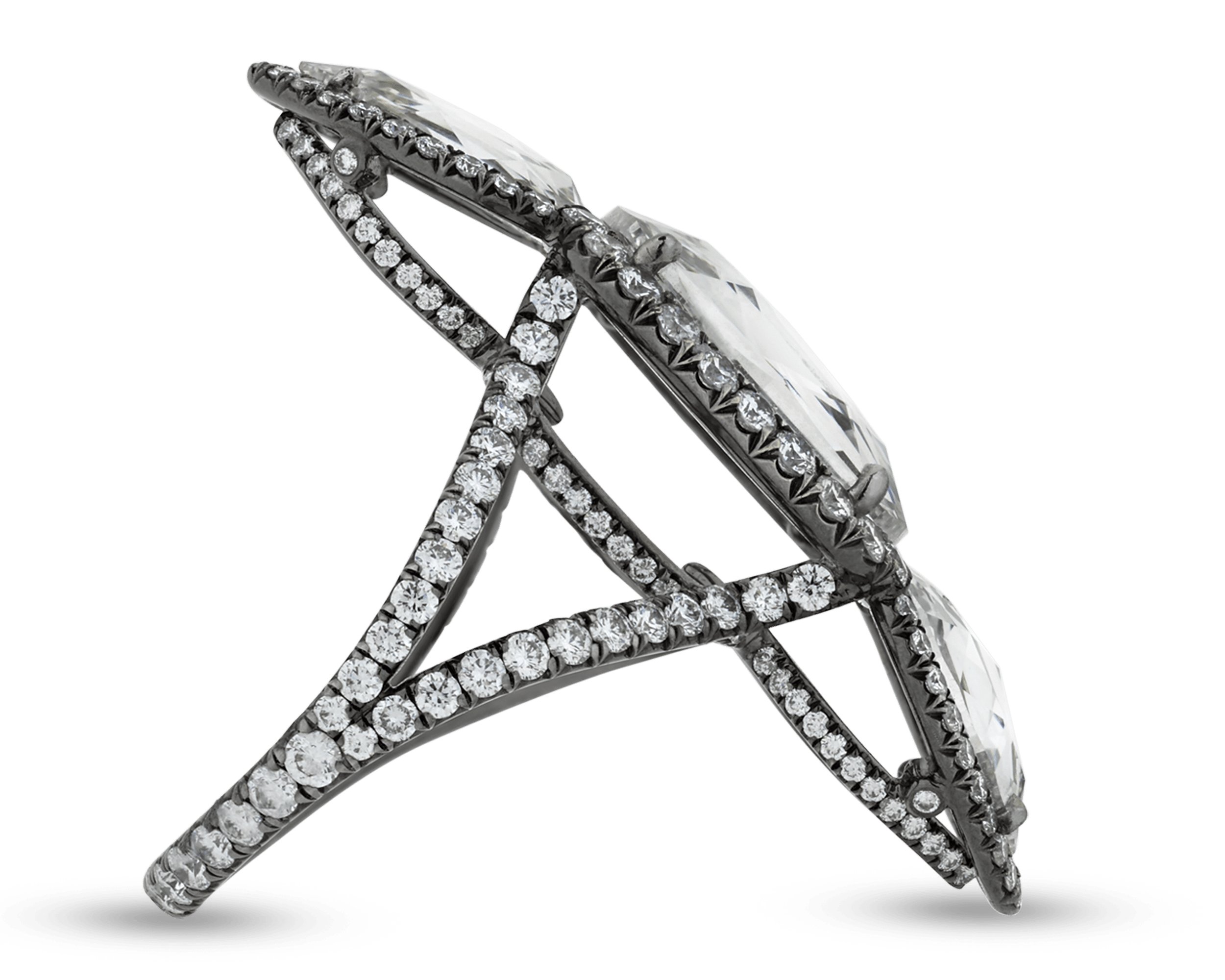 White Diamond North-South Ring, 7.98 Carats