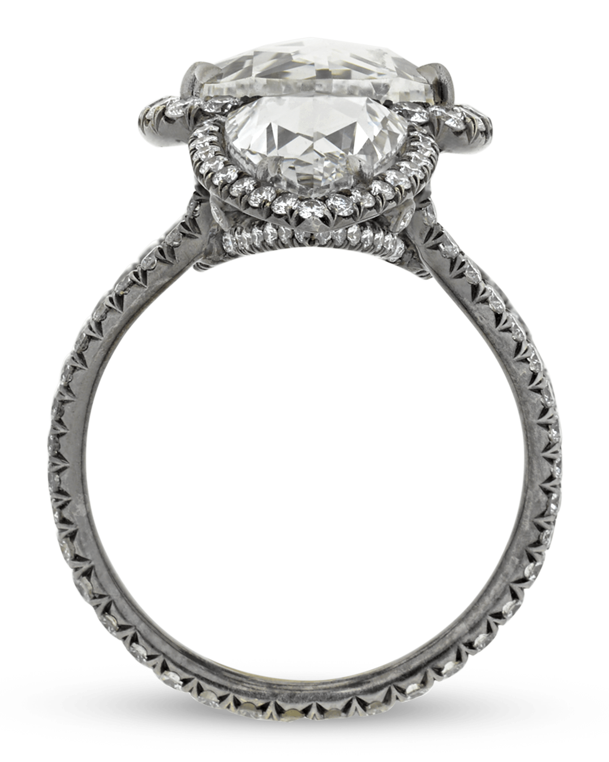 White Diamond North-South Ring, 7.98 Carats