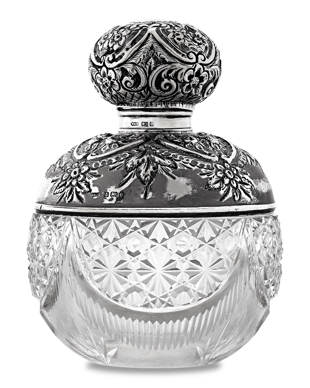 Birmingham Silver and Cut Glass Perfume Bottle