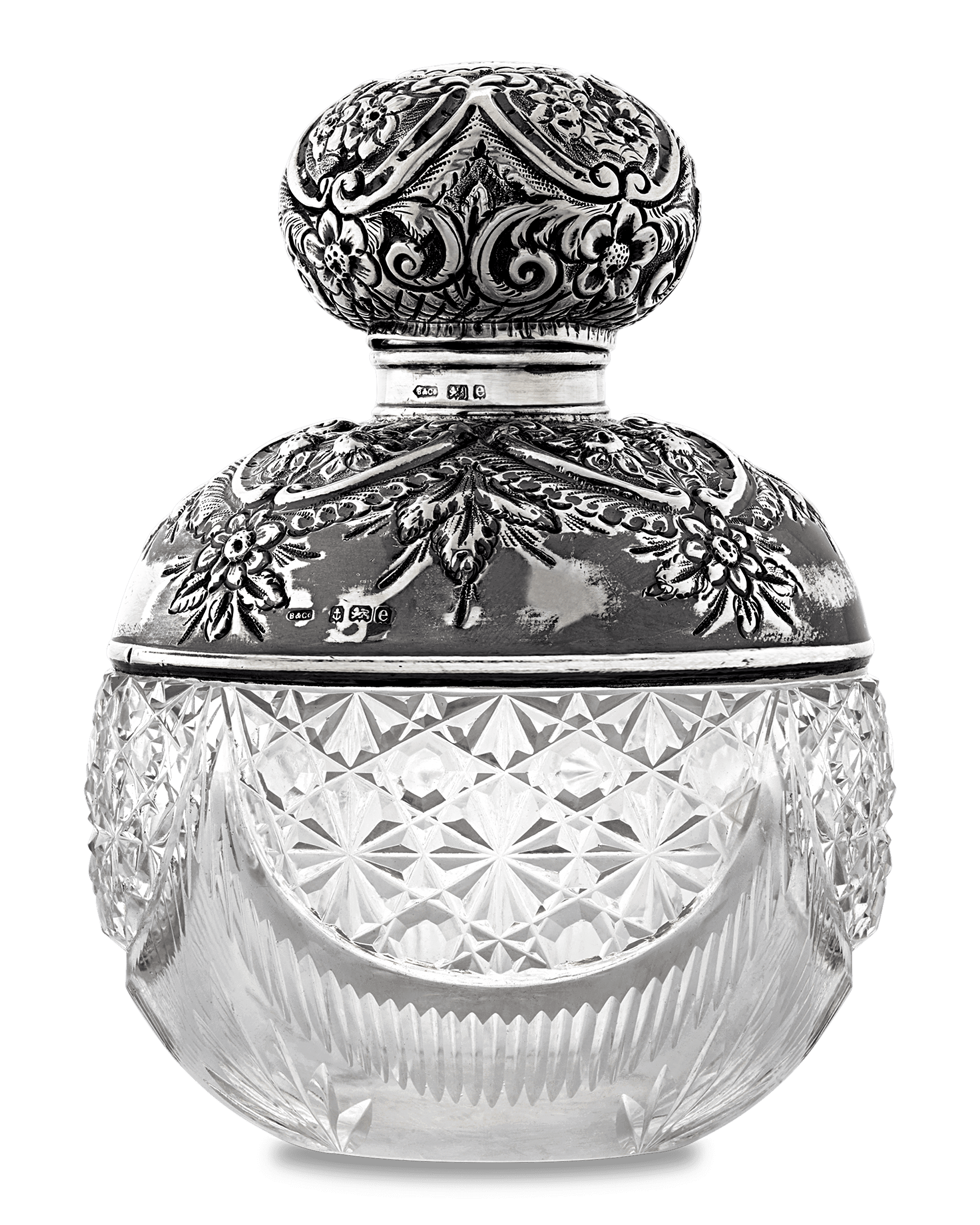 Birmingham Silver and Cut Glass Perfume Bottle